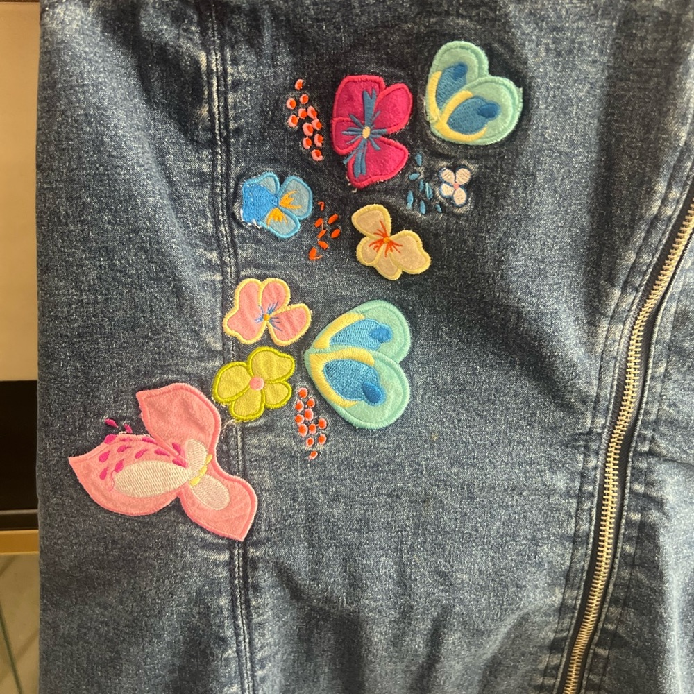 Thalia. Embroidered Denim dress with fun Floral Design